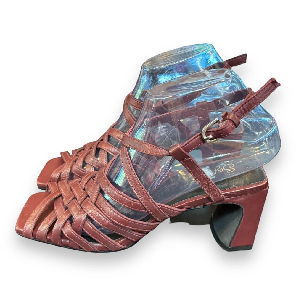 Seychelles Women's Size 6 Crisscross Sandal Leather‎ Burgundy Deep Red
